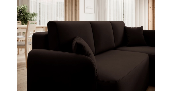 Rohová sedačka TOPIC, tmavě hnědá, pravá