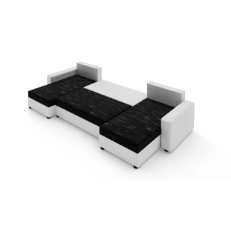 Rohová sedačka TRIPOLIS U, černá látka/bílá ekokůže 