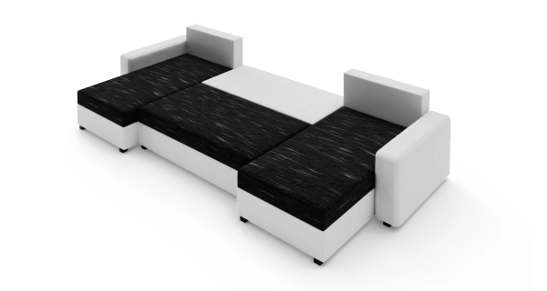 Rohová sedačka TRIPOLIS U, černá látka/černá ekokůže