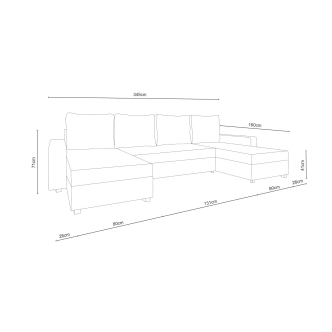 Rohová sedačka TRIPOLIS U, černá látka/černá ekokůže