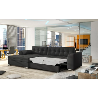 Rohová sedačka UNTITO, levá, černá ekokůže