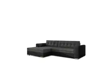 Rohová sedačka UNTITO, levá, tmavě šedá látka/černá ekokůže