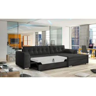 Rohová sedačka UNTITO, pravá, černá ekokůže