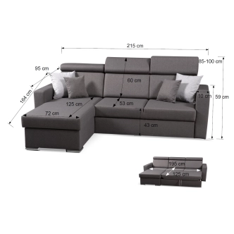 Rohová sedačka VALLEY, světle hnědá látka