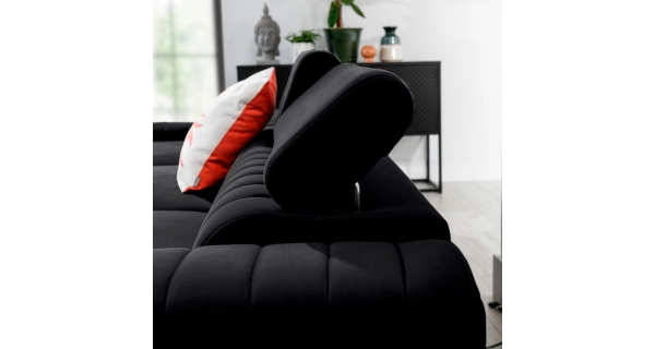 Rohová sedačka ZYP ve tvaru L, černá látka, levá