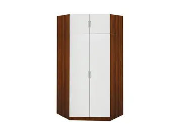 Rohová skříň BUANG, ořech/bílá