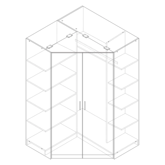 Rohová skříň BUANG, ořech/bílá