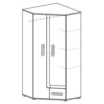 Rohová skříň ORAKI II, dub jasný/bílá