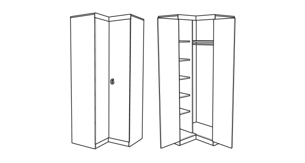Rohová skříň STUKIN, dub bílý/moca