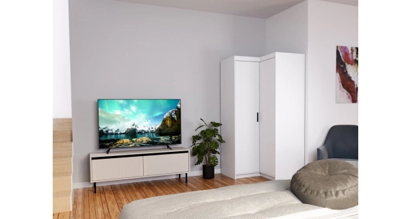 Rohová skříň TEKEN 2D NAR, bílá