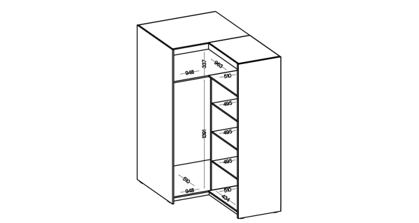 Rohová skříň TEKEN 2D NAR, dub lefkas