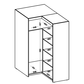 Rohová skříň TEKEN 2D NAR, dub sonoma