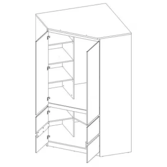 Rohová skříň ZAIRE 4D, alpská bílá/šedá