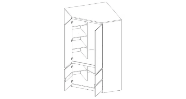 Rohová skříň ZAIRE 4D, alpská bílá/šedá