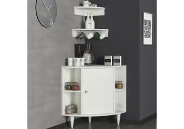 Rohová skříňka s policemi ROSALYN, bílá