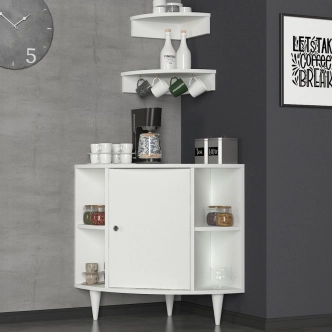 Rohová skříňka s policemi ROSALYN, bílá