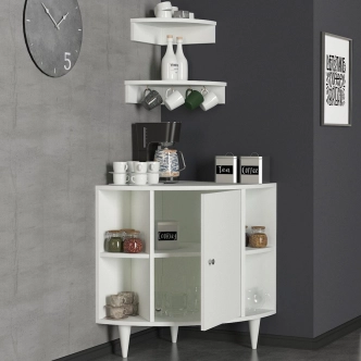 Rohová skříňka s policemi ROSALYN, bílá