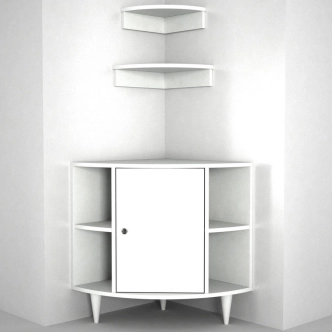 Rohová skříňka s policemi ROSALYN, bílá