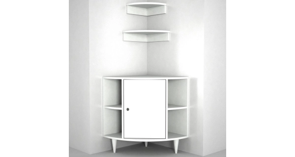 Rohová skříňka s policemi ROSALYN, bílá