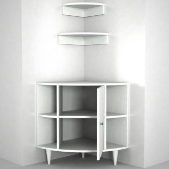 Rohová skříňka s policemi ROSALYN, bílá