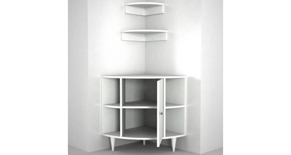 Rohová skříňka s policemi ROSALYN, bílá