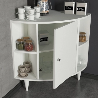 Rohová skříňka s policemi ROSALYN, bílá