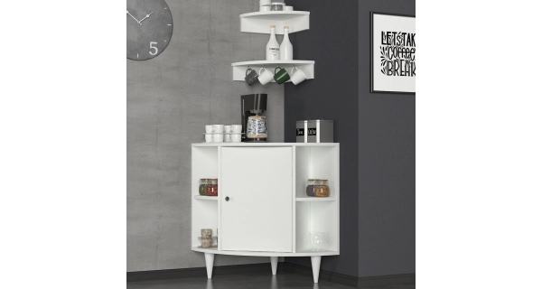 Rohová skříňka s policemi ROSALYN, bílá
