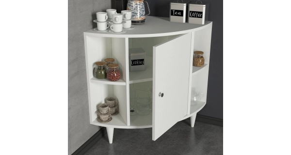 Rohová skříňka s policemi ROSALYN, bílá