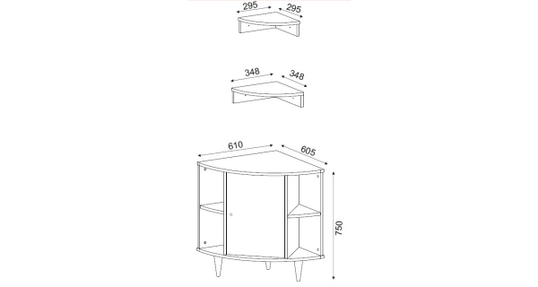 Rohová skříňka s policemi ROSALYN, bílá