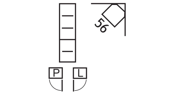 Rohová vitrína SWED S23, pravá, jasan tmavý