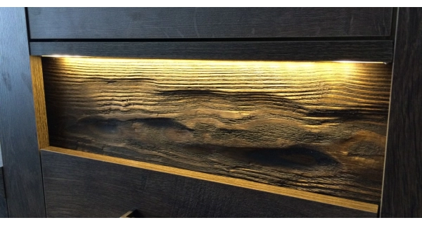 Rohová vitrína SWED S23, pravá, jasan tmavý