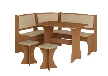 Rohový jídelní set BUREWALA s taburety, olše/látka monaco