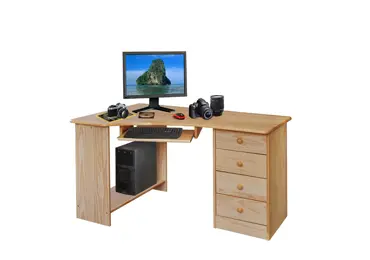 Rohový PC stůl MONASHE, pravý, borovice
