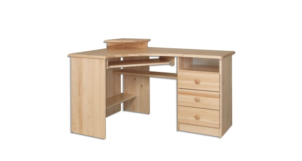 Rohový PC stůl SACAJAWEA, pravý, masiv borovice, moření: …