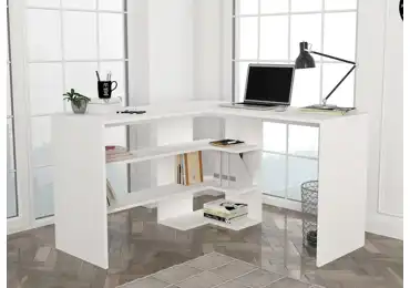 Rohový psací stůl ABSOLUTE, levý, bílý