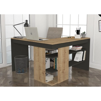 Rohový psací stůl ABSOLUTE, levý, sapphire/antracit