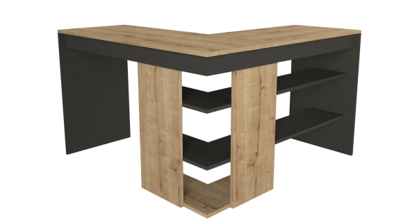 Rohový psací stůl ABSOLUTE, levý, sapphire/antracit