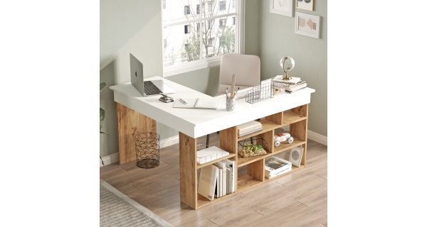 Rohový psací stůl ANTIGO, atlantská borovice/bílá