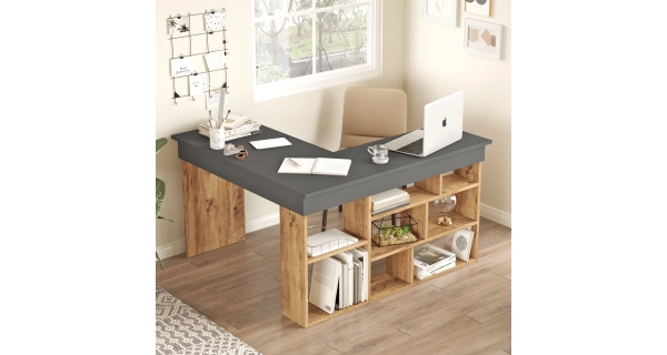 Rohový psací stůl ANTIGO, levý, atlantská borovice/černá