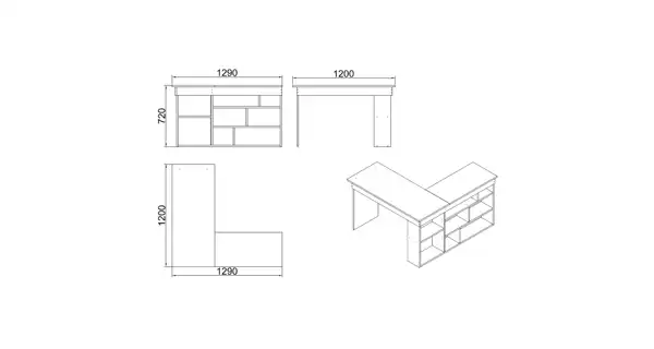 Rohový psací stůl ANTIGO, levý, atlantská borovice/černá