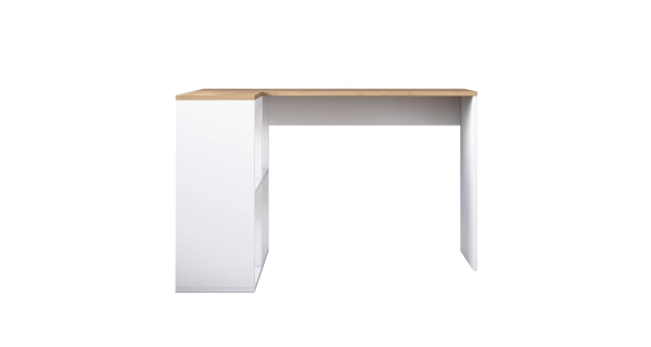 Rohový psací stůl DRILAN, levý, bílá/dub