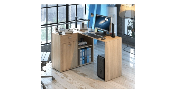 Rohový psací stůl MEROLIKA, levý, dub sonoma