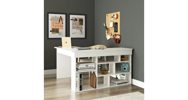 Rohový psací stůl MIRFIR, levý, bílá