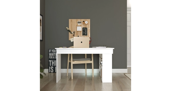 Rohový psací stůl MIRFIR, levý, bílá