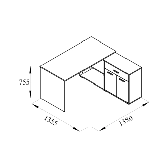 Rohový psací stůl NEJBY DUKE II, pravý, černá/dub wotan