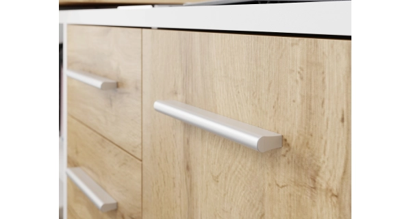 Rohový psací stůl NEJBY GIANNI, pravý, bílá/dub wotan - II. jakost, POUZE OSOBNÍ ODBĚR