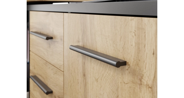 Rohový psací stůl NEJBY GIANNI, pravý, černá/dub wotan