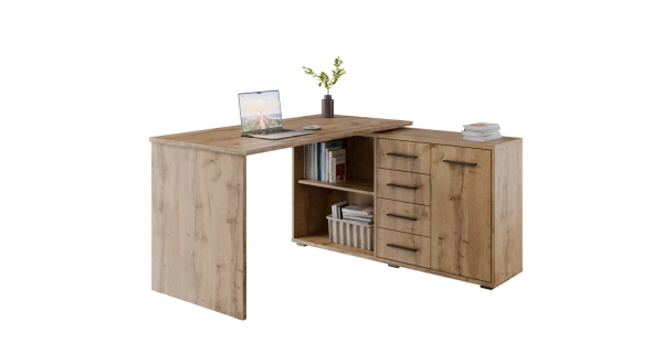 Rohový psací stůl NEJBY GIANNI, pravý, dub wotan