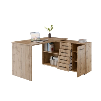 Rohový psací stůl NEJBY GIANNI, pravý, dub wotan
