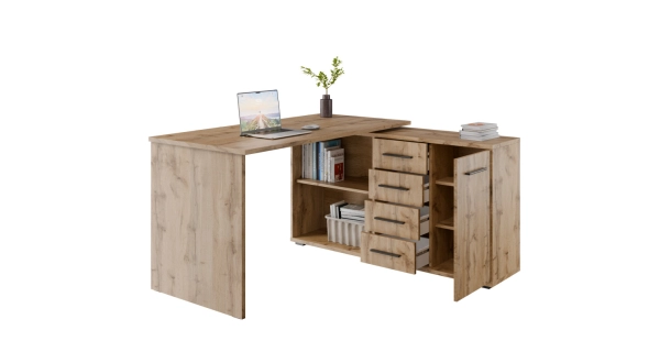 Rohový psací stůl NEJBY GIANNI, pravý, dub wotan